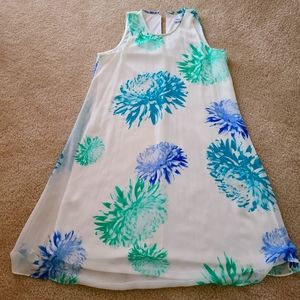Calvin Klein, size 6, floral print blue/green, swing dress